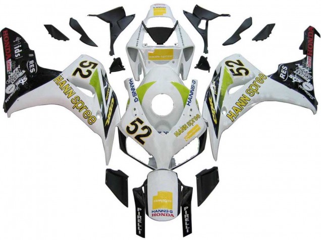2006-2007 Honda CBR1000RR Motorcycle Fairings - White Green Glossy Black Hannspree 52 Canada