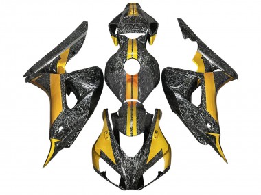 Cheap 2006-2007 Honda CBR1000RR Motorcycle Fairings - Gold Black Forged Carbon Fiber Canada