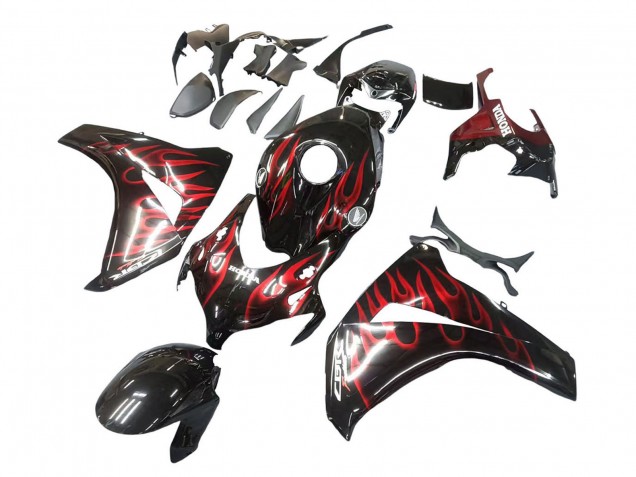 2008-2011 Honda CBR1000RR Motorcycle Fairing - Glossy Black Red Flame Canada