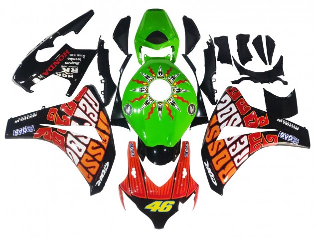 2008-2011 Honda CBR1000RR Motorcycle Fairings - Green Orange Glossy Black Rossi Michelin 46 Canada