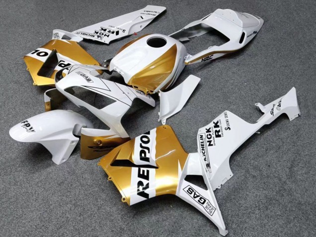 2003-2004 Honda CBR600RR Motorcycle Fairings - White Gold Black Repsol Canada