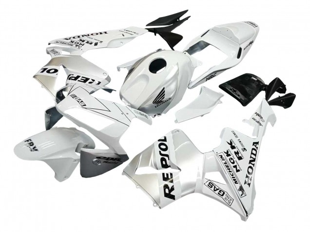 2003-2004 Honda CBR600RR Motorcycle Fairings - White Silver Black Repsol Canada