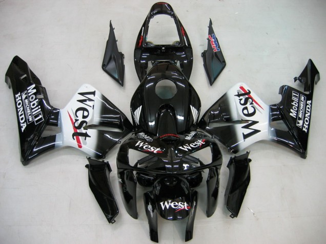 2005-2006 Honda CBR600RR Motorcycle Fairings - Glossy Black White West Canada