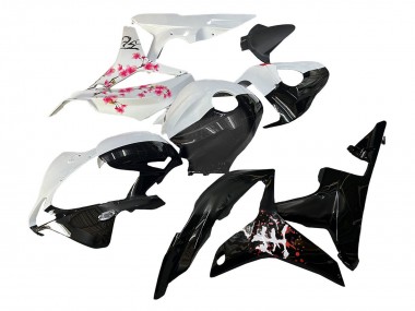 Cheap 2007-2008 Honda CBR600RR Motorcycle Fairings - White Cherry Blossom Glossy Black Split Canada