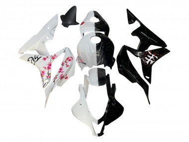 Cheap 2007-2008 Honda CBR600RR Motorcycle Fairings - White Cherry Blossom Glossy Black Split Canada