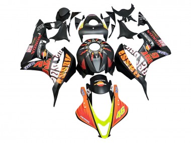 Cheap 2007-2008 Honda CBR600RR Motorcycle Fairings - Matte Black Orange Red Rossi Repsol 46 Canada