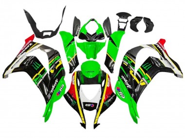 Cheap 2016-2020 Kawasaki ZX10R Motorcycle Fairings - Green Yellow Red Black Elf Monster Canada