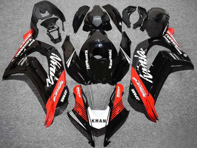 2016-2020 Kawasaki ZX10R Motorcycle Fairings - Glossy Black Red White KHAN Spark Canada