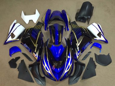 Cheap 2006-2011 Kawasaki ZX14R ZZR1400 Motorcycle Fairings - White Blue Gold Canada