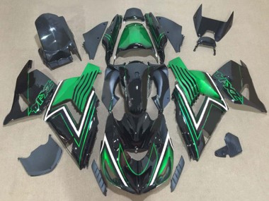 Cheap 2006-2011 Kawasaki ZX14R ZZR1400 Motorcycle Fairing Kits - Green Glossy Black Canada