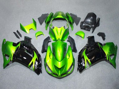 Cheap 2006-2011 Kawasaki ZX14R ZZR1400 Motorcycle Fairings Kits - Green Glossy Black Canada