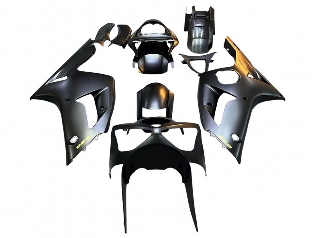 2003-2004 Kawasaki ZX6R Motorcycle Fairings - Matte Black Gold 636 Canada
