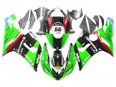 Cheap 2005-2006 Kawasaki ZX6R Motorcycle Fairings - Green Red Black Elf 66 Canada