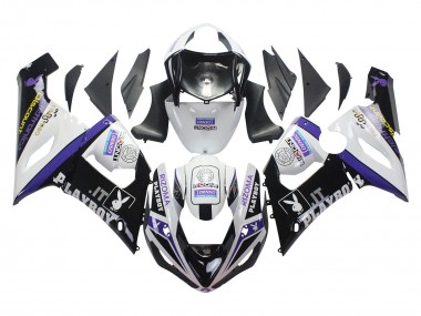 Cheap 2005-2006 Kawasaki ZX6R Motorcycle Fairings - White Purple Black Rizoma Playboy DENSO Canada