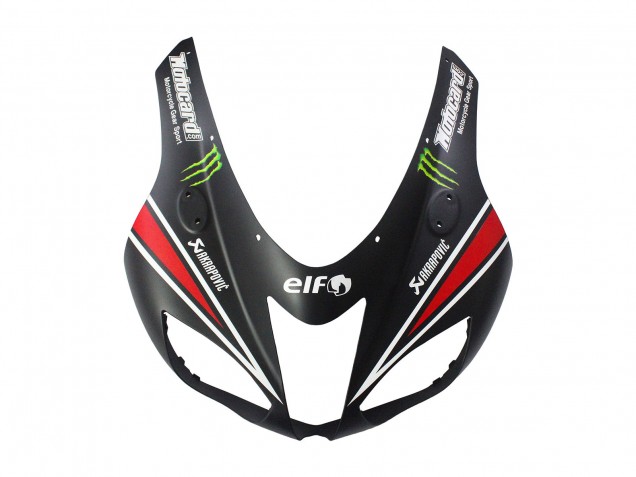 2007-2008 Kawasaki ZX6R Motorcycle Fairings - Black White Red with White Snow Decal Ninja Elf Canada