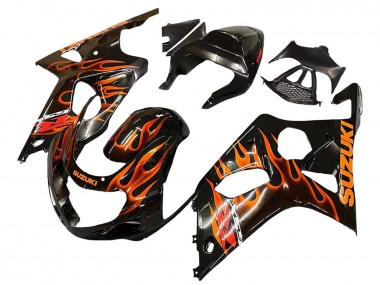 Cheap 2000-2002 Suzuki GSXR1000 Motorcycle Fairings - Glossy Black Orange Flame Canada