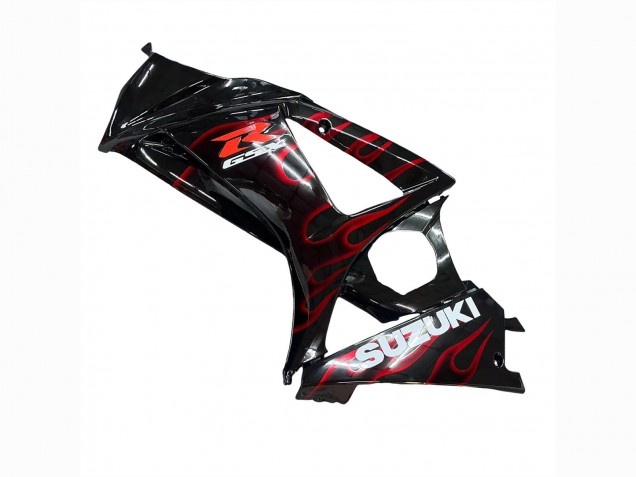 2007-2008 Suzuki GSXR 1000 Motorcycle Fairings - Black Red Flame Canada