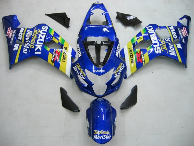 2004-2005 Suzuki GSXR 600 / GSXR 750 Motorcycle Fairings - Blue White Yellow Green Telefonica Motul MoviStar Canada