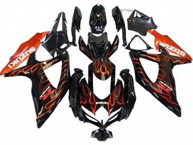Cheap 2008-2010 Suzuki GSXR 600 / GSXR 750 Motorcycle Fairings - Glossy Black Orange Flame Canada