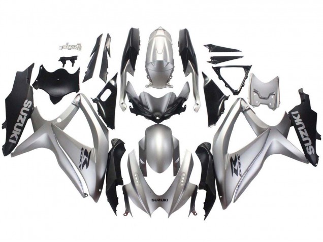 2008-2010 Suzuki GSXR 600 / GSXR 750 Motorcycle Fairings - Silver Matte Black Canada