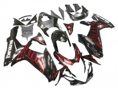 Cheap 2011-2024 Suzuki GSXR 600 / GSXR 750 Motorcycle Fairings - Glossy Black Red Flame Canada