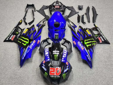 Cheap 2019-2021 Yamaha YZF R3/R25 Motorcycle Fairings - Blue Glossy Black Green ENEOS Monster 20 Canada
