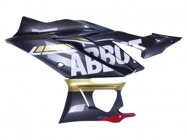 2022-2024 Yamaha YZF R3/R25 Motorcycle Fairings - Black Carbon Fiber Style Gold Red ABBOT Canada