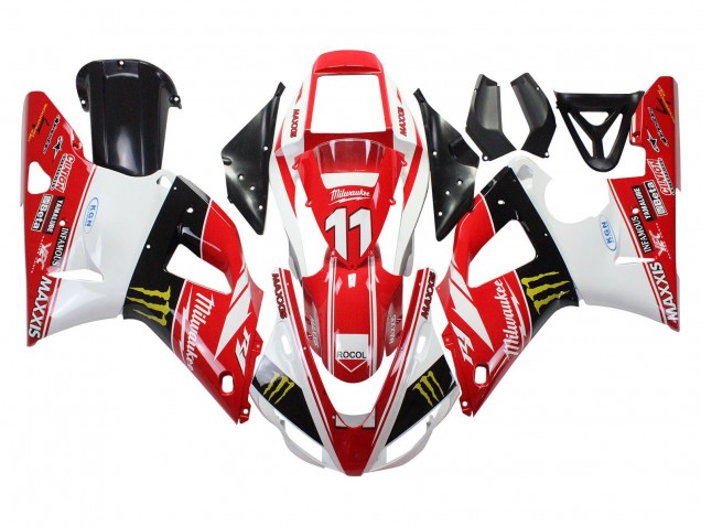 1998-1999 Yamaha YZF 1000 R1 Motorcycle Fairings - Red White Black Yellow Monster Milwaukee MAXXIS 11 Canada
