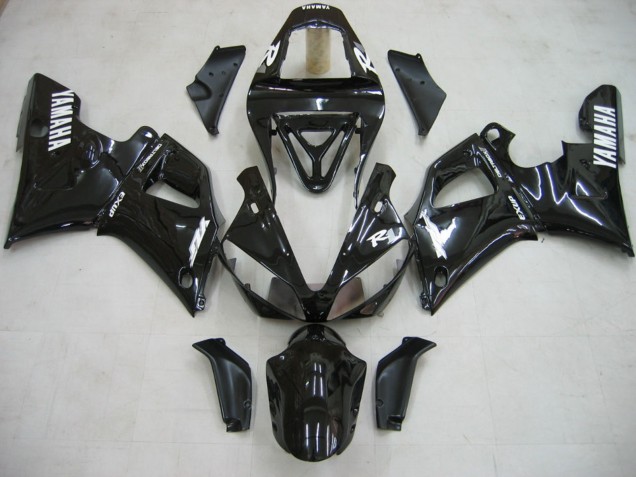 2000-2001 Yamaha YZF 1000 R1 Motorcycle Fairings - Glossy Black White Decal Canada