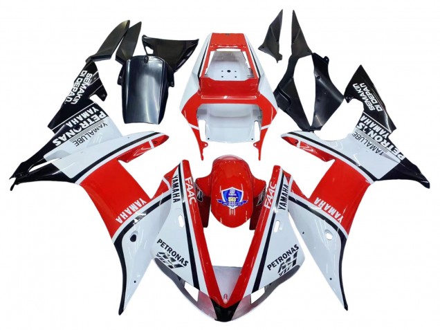 2002-2003 Yamaha YZF 1000 R1 Motorcycle Fairings - White Red Black Petronas Canada