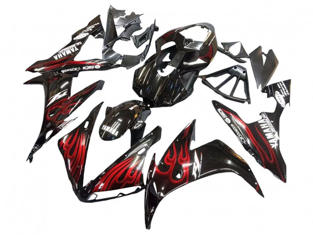 2004-2006 Yamaha YZF 1000 R1 Motorcycle Fairings - Glossy Black Red Flame Canada