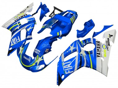 Cheap 1998-2002 Yamaha YZF 600 R6 Motorcycle Fairings - White Blue Neon Yellow Fiat Motul Michelin Canada