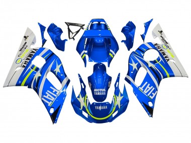 Cheap 1998-2002 Yamaha YZF 600 R6 Motorcycle Fairings - White Blue Neon Yellow Fiat Motul Michelin Canada