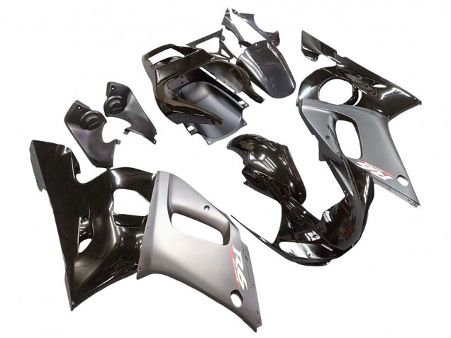 1998-2002 Yamaha YZF 600 R6 Motorcycle Fairings - Silver Glossy Black Canada