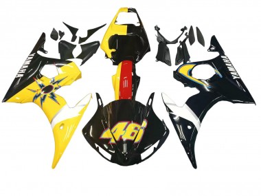 Cheap 2003-2004 Yamaha YZF R6 Motorcycle Fairings - Yellow Red Glossy Black 46 Canada