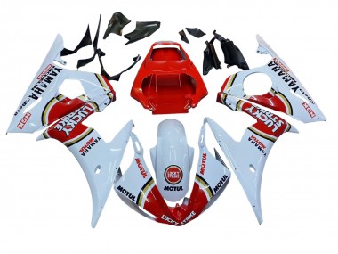 Cheap 2003-2004 Yamaha YZF R6 Motorcycle Fairings - White Red Lucky Strike Motul Canada