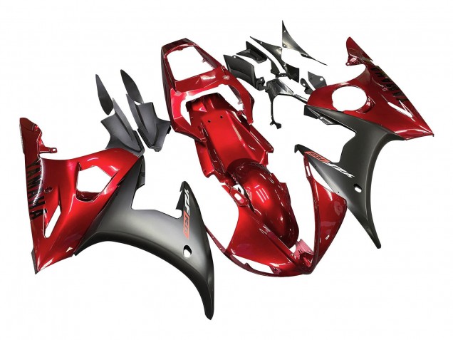 2003-2004 Yamaha YZF R6 Motorcycle Fairing Kits - Red Matte Black Canada
