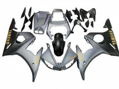 Cheap 2003-2004 Yamaha YZF R6 Motorcycle Fairings - Matte Grey Matte Black Gold Decals Canada
