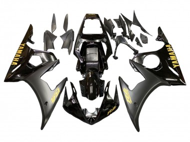 Cheap 2006-2009 Yamaha YZF R6S Motorcycle Fairings - Glossy Black Matte Black Gold Decals Canada
