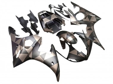 Cheap 2003-2004 Yamaha YZF R6 Motorcycle Fairings - Grey Matte Black Geometric Canada
