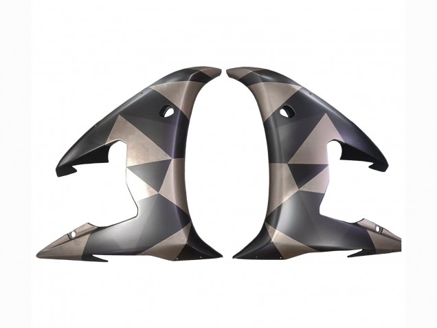 2003-2004 Yamaha YZF R6 Motorcycle Fairings - Grey Matte Black Geometric Canada