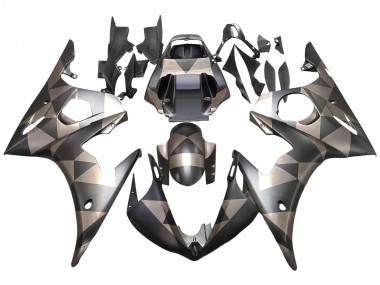 Cheap 2003-2004 Yamaha YZF R6 Motorcycle Fairings - Grey Matte Black Geometric Canada