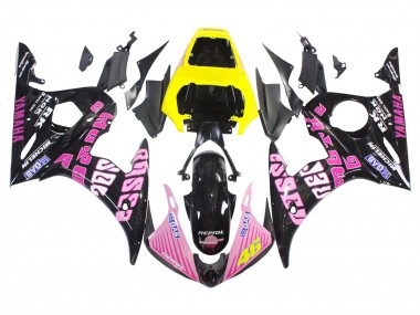Cheap 2003-2004 Yamaha YZF R6 Motorcycle Fairings - Yellow Pink Glossy Black Rossi Repsol 46 Canada