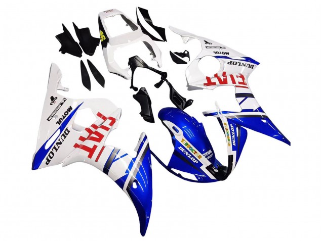 2005 Yamaha YZF 600 R6 Motorcycle Fairings - White Blue Dunlop Fiat Motul Canada