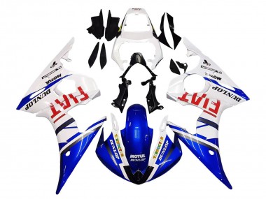 Cheap 2005 Yamaha YZF 600 R6 Motorcycle Fairings - White Blue Dunlop Fiat Motul Canada