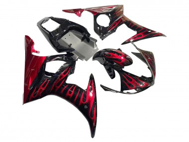 Cheap 2005 Yamaha YZF 600 R6 Motorcycle Fairings - Black with Red Flame Canada