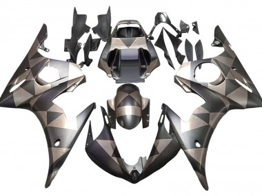 Cheap 2005 Yamaha YZF 600 R6 Motorcycle Fairings - Matte Black Grey Geometric Canada