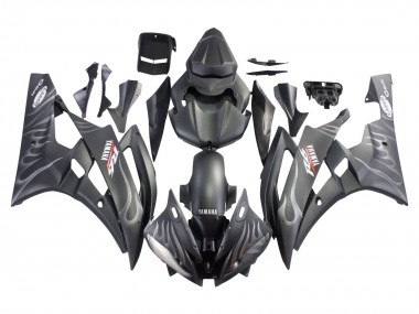 Cheap 2006-2007 Yamaha YZF 600 R6 Motorcycle Fairings - Matte Black Silver Flame Canada
