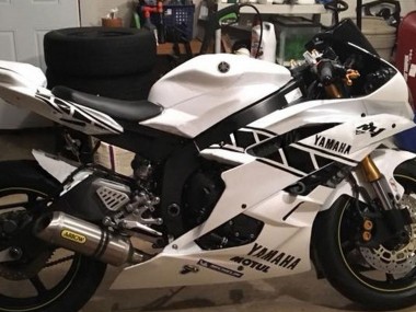 Cheap 2006-2007 Yamaha YZF 600 R6 Motorcycle Fairings - White Glossy Black Motul Michelin Canada