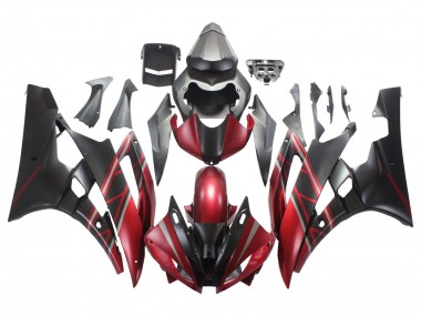 Cheap 2006-2007 Yamaha YZF 600 R6 Motorcycle Fairings - Red Matte Black Canada